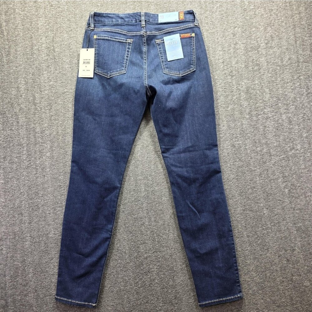 7 For All Mankind Jeans Womens 30 Blue The Ankle Skinny b(air) Distressed NWT - Picture 2 of 11